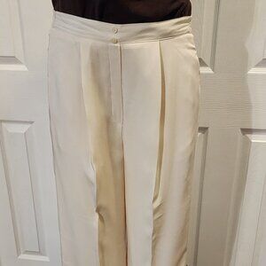 Cream Wide-leg & lined dress pants
